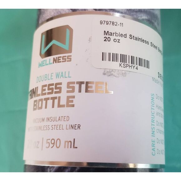 Wellness Double Wall Stainless Steel Marbled 20 oz / 590ml Bottle - Picture 10 of 10